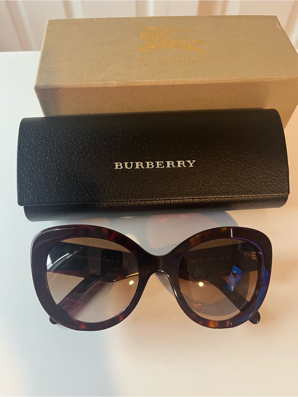 Burberry Oversized Tortoiseshell Sunglasses with Brown Lenses